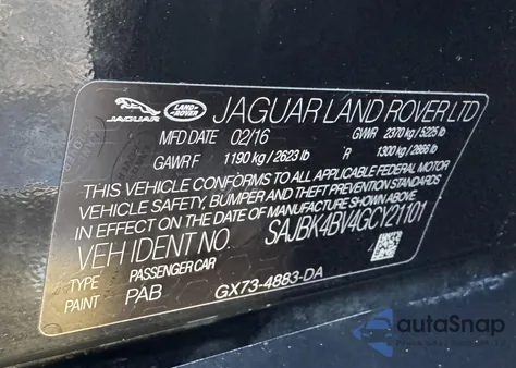 2016 Jaguar Xf 35T Prestige из США, поврежденный, VIN SAJBK4BV4GCY21101